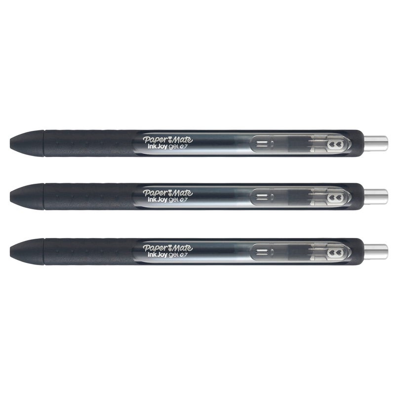 Paper Mate أقلام جيل إنك جوي من بيبر ميت، نقطة متوسطة، أسود، 3 قطع - Image 3